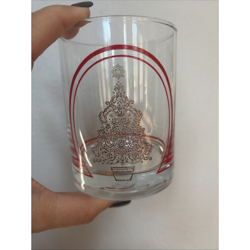 Dusseau Collection‎ Gold & red Christmas tree glass Highball Whiskey Barware
